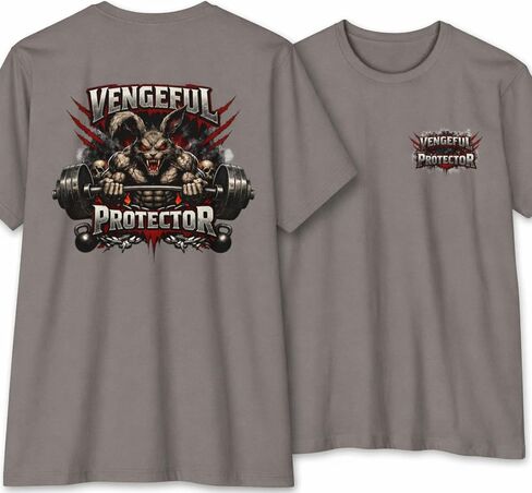 قميص الصالة الرياضية Vengeful Protector - تي شيرت للياقة البدنية بتحفيز داكن مع أرنب رفع وتدريبات القوة والمتانة الذهنية in Kuwait