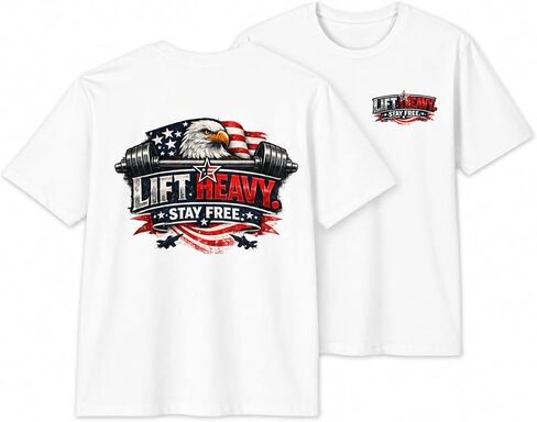 Patriotic Gym– Lift Heavy Stay Free Weightlifting T-Shirt – American Flag Eagle Workout Tee for Fitness Training Apparel in Saudi Arabia