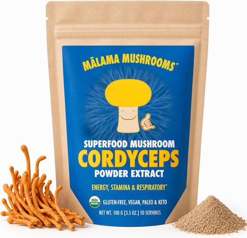 8-Mushroom Extract Powder by Malama, Organic Body Mushroom Blend Featuring Lion's Mane, Reishi, Cordyceps, Chaga, Turkey Tail, Superfood Adaptogenic in Kuwait