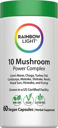 Rainbow Light Mushroom Complex Supplement | 60 Capsules | Made with 10 Potent Mushrooms | Includes Lions Mane, Chaga, Shiitake, Reishi & More | Non-GMO and Gluten Free in Saudi Arabia