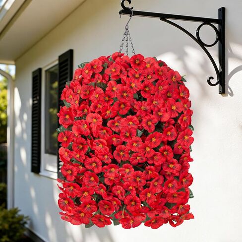 HyeFlora Artificial Flowers for Outdoors, 2pcs Faux Silk Pansies Flowers UV Resistant Fake Hanging Flower Plants for Outside Planters Porch Yard Patio Window Box (Mix Purple) in Saudi Arabia
