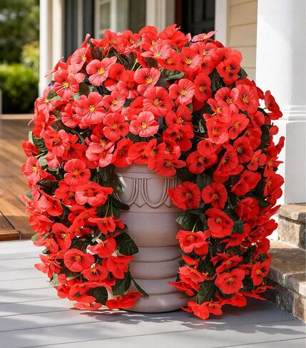 HyeFlora Artificial Flowers for Outdoors, 2pcs Faux Silk Pansies Flowers UV Resistant Fake Hanging Flower Plants for Outside Planters Porch Yard Patio Window Box (Mix Purple) in Saudi Arabia