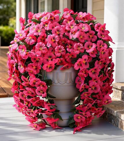 HyeFlora Artificial Flowers for Outdoors, 2pcs Faux Silk Pansies Flowers UV Resistant Fake Hanging Flower Plants for Outside Planters Porch Yard Patio Window Box (Mix Purple) in Saudi Arabia