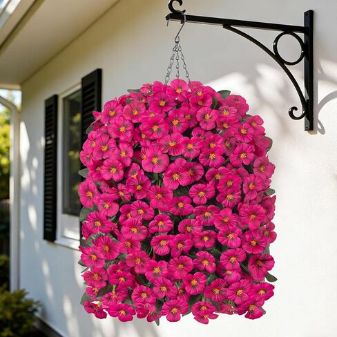 HyeFlora Artificial Flowers for Outdoors, 2pcs Faux Silk Pansies Flowers UV Resistant Fake Hanging Flower Plants for Outside Planters Porch Yard Patio Window Box (Mix Purple) in Saudi Arabia