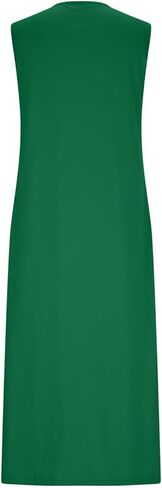 Womens Dress with Button Pockets Summer Sleeveless Midi Dress Lightweight Casual Solid Color Flowy Beach Dresses in Saudi Arabia