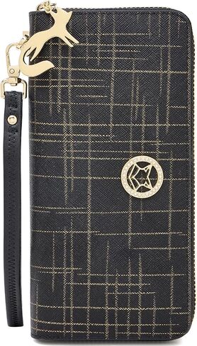 FOXLOVER Wallets for Women RFID Blocking Embroidery Leather Women's Wallet Zip Wristlet Clutch(Apricot) in Saudi Arabia