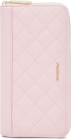 FOXLOVER Wallets for Women RFID Blocking Embroidery Leather Women's Wallet Zip Wristlet Clutch(Apricot) in Saudi Arabia