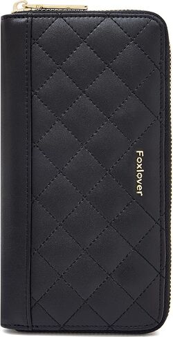 FOXLOVER Wallets for Women RFID Blocking Embroidery Leather Women's Wallet Zip Wristlet Clutch(Apricot) in Saudi Arabia