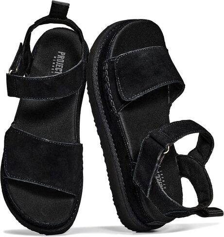 Project Cloud Genuine Leather Platform Sandals Women - Memory Foam Insole Slip Resistant Chunky Womens Sandals with adjustable straps - Stylish Women Footwear (Bronzestar) in Saudi Arabia