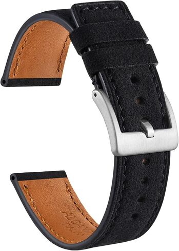 Ayadoo 20mm Alcantara Leather Watch Strap, Vintage Grey Leather Watch Band with Black Buckle for Men and Women in Saudi Arabia