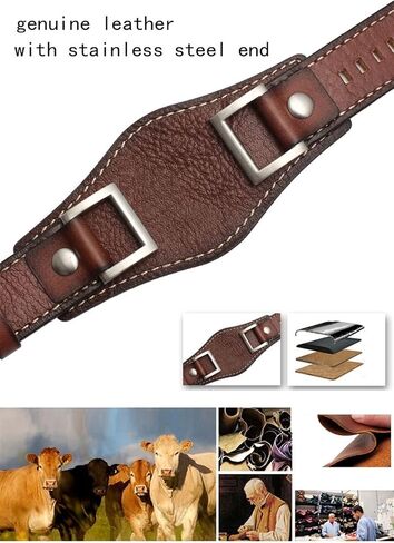 CZKE Genuine Leather for Fossil JR1157 Watch Band Accessories Vintage Style Strap with Stainless Steel Joint 24mm Watchbands (Color : Brown, Size : 24mm) in Saudi Arabia
