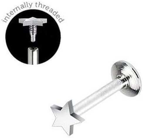 Internally Threaded 16g - 10mm Star Labret Monroe Surgical Steel in Saudi Arabia