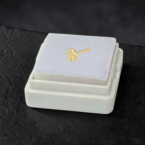OROFELIZ Nugget Nose Stud 14K Gold Round Shape 22 Gauge with Bone End 3mm Unisex Men's Women's Nostril Piercing Stud in Kuwait