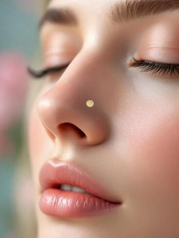 OROFELIZ Nugget Nose Stud 14K Gold Round Shape 22 Gauge with Bone End 3mm Unisex Men's Women's Nostril Piercing Stud in Kuwait