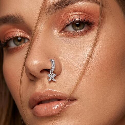 8 Pack Dangle Nose Ring, Dangling Nose Ring, Variety Set for Daily Wear and Special Occasions, Hypoallergenic Stainless Steel Body Jewelry with Secure Closure in Saudi Arabia