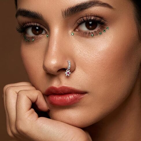 8 Pack Dangle Nose Ring, Dangling Nose Ring, Variety Set for Daily Wear and Special Occasions, Hypoallergenic Stainless Steel Body Jewelry with Secure Closure in Saudi Arabia