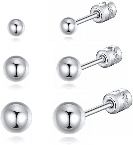 Screw on Earring Backs for Women,Hypoallergenic Surgical Steel Stud Earrings Ball Star Circle Simple Geometric Cartilage Helix Flat Back Piercing Earrings in Saudi Arabia