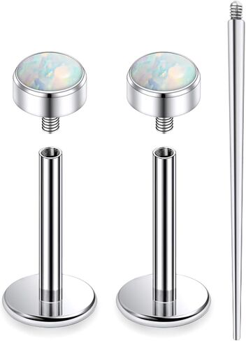 20G 18G 16G Astm F136 Titanium Internal Thread Flat Back Earrings Nose Studs Tragus Helix Conch Cartilage Lobe Earrings Medusa Labret Snake Bite Monroe Lip Ring Piercing Jewelry For Women Men in Kuwait