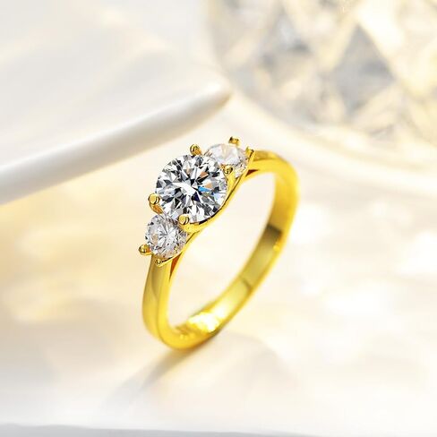 14K Yellow Gold Three-Stone Diamond Engagement Ring, Luxurious 1.6 Carat VVS1 D-Color Design, Celebrating a Unique and Personal Love Story in Kuwait