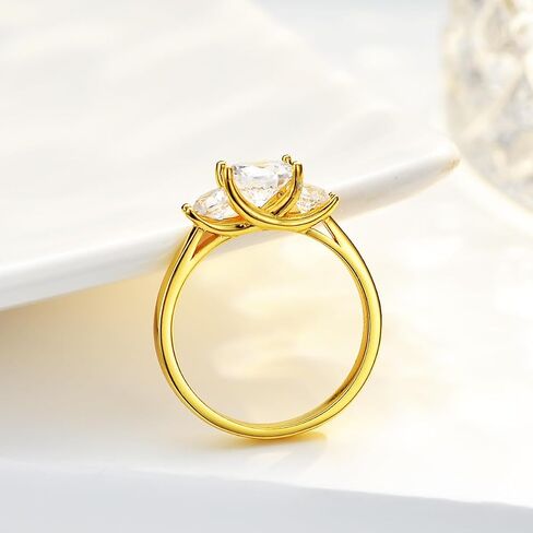 14K Yellow Gold Three-Stone Diamond Engagement Ring, Luxurious 1.6 Carat VVS1 D-Color Design, Celebrating a Unique and Personal Love Story in Kuwait