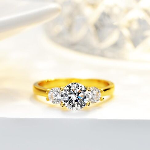 14K Yellow Gold Three-Stone Diamond Engagement Ring, Luxurious 1.6 Carat VVS1 D-Color Design, Celebrating a Unique and Personal Love Story in Kuwait
