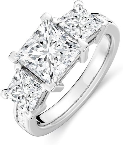 MOOSEA Princess Cut Moissanite Rings للنساء، 925 فضة استرلينية مع طلاء الروديوم مويسانيتي خواتم الخطبة للنساء، خاتم زفاف نسائي مجوهرات الذكرى السنوية للخطوبة in Kuwait