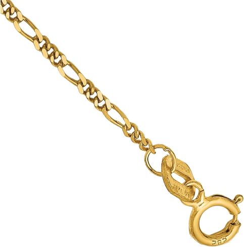 IceCarats 14K Solid Yellow Gold 1.25mm Dainty Figaro Chain Link Bracelet Polished in Saudi Arabia