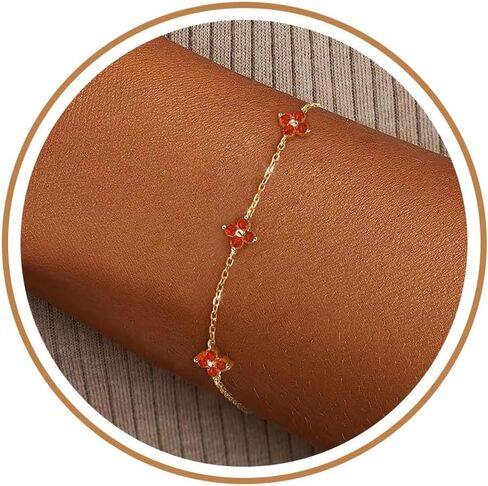 Clover Birthstone Gold Bracelets for Women Trendy Non Tarnish Dainty 14K Gold Plated Stackable Cute Charm Friendship Bracelet Stack Wedding Prom Gold Jewelry Birthday Gift for Best Friend in Kuwait