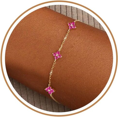 Clover Birthstone Gold Bracelets for Women Trendy Non Tarnish Dainty 14K Gold Plated Stackable Cute Charm Friendship Bracelet Stack Wedding Prom Gold Jewelry Birthday Gift for Best Friend in Kuwait