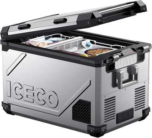 ICECO APL55 Dual Zone Portable Refrigerator Freezer Bluetooth Controlled, 55 Liter 12v refrigerator with SECOP Compressor, DC 12/24V, AC 110-240V, for Truck, Car and Home, -4℉~68℉ (Black) in Kuwait