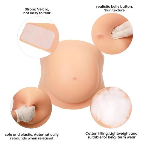 Silicone Pregnant Belly Artificial Realistic Skin Cotton Filled Fake pregnancy Belly Prop Baby Bump Lightweight For Performance Maternity Party Costume Props (White,4-6 Month) in Kuwait