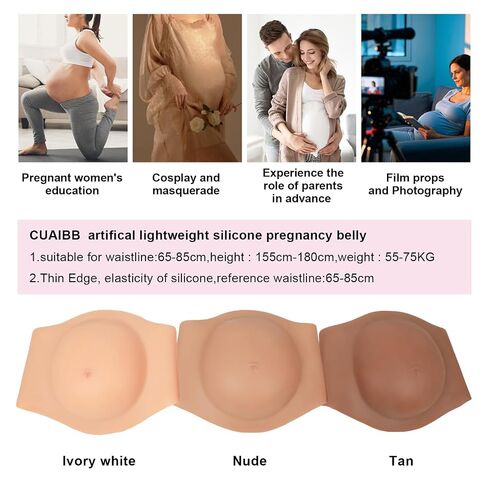 Silicone Pregnant Belly Artificial Realistic Skin Cotton Filled Fake pregnancy Belly Prop Baby Bump Lightweight For Performance Maternity Party Costume Props (White,4-6 Month) in Kuwait