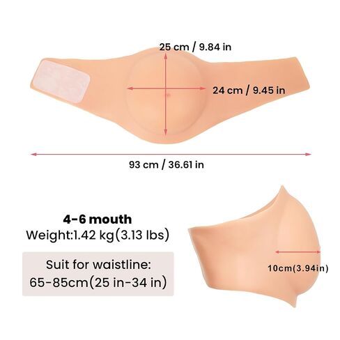 Silicone Pregnant Belly Artificial Realistic Skin Cotton Filled Fake pregnancy Belly Prop Baby Bump Lightweight For Performance Maternity Party Costume Props (White,4-6 Month) in Kuwait