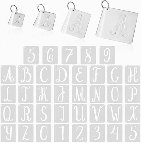 144 Pcs Letter and Number Stencils 4 Set Different Size Alphabet Number Stencils 1 2 3 4 Inch Plastic Stencils for Painting on Wood, Wall, Fabric, Signage, Door Porch, DIY Art Projects in Kuwait