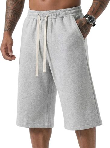 ZUY Men's Baggy Sweat Shorts Cotton Long Below Knee Fleece Capri Shorts 11" Athletic Casual 3/4 Pants with Pockets in Saudi Arabia