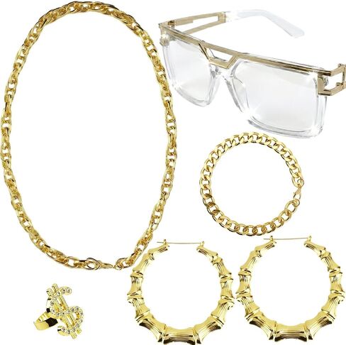 80s 90s Hip Hop Costume Kit for Women Old School Rapper Accessories Set for 80s 90s Theme Party in Saudi Arabia