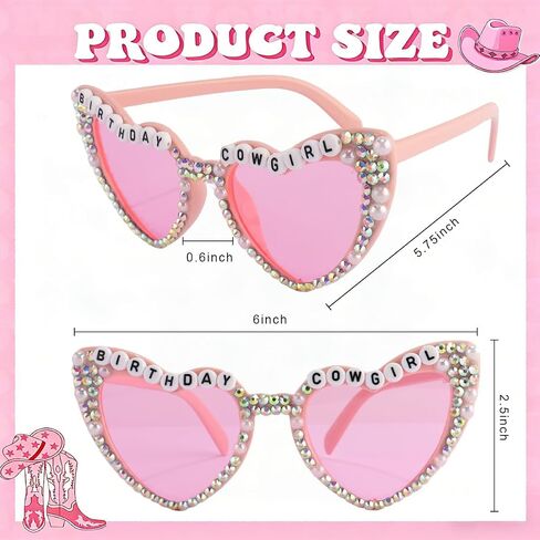 Cowgirl Birthday Sash and Heart Sunglasses Disco Cowgirl Birthday Party Decorations Hot Pink Birthday Sash Western Birthday Party Decorations Birthday Gifts for Women Party Favors in Saudi Arabia