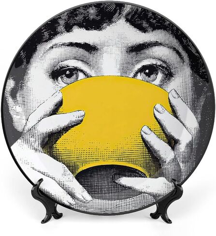 Lina Cavalieri Plate, Wall Decorative Plate, Mysterious Face Plate Wall Hanging Decoration,Including Bracket and Special Spring Hook,A18,6inch in Saudi Arabia