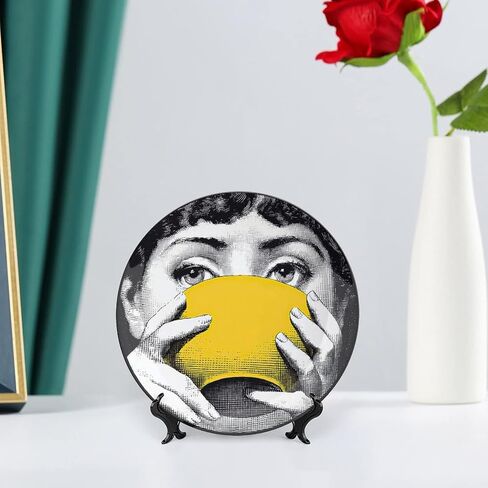 Lina Cavalieri Plate, Wall Decorative Plate, Mysterious Face Plate Wall Hanging Decoration,Including Bracket and Special Spring Hook,A18,6inch in Saudi Arabia