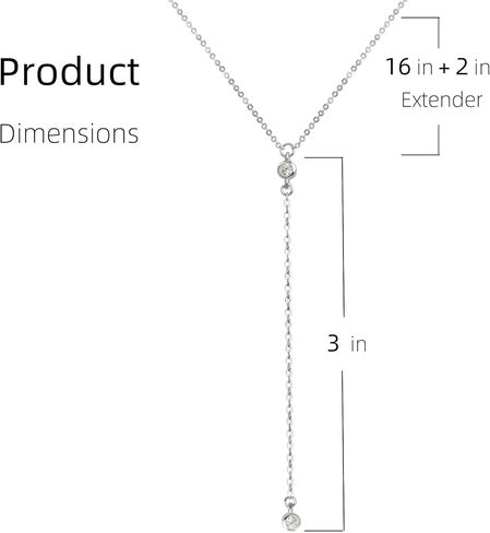 Kakikaki Handmade Sterling Silver Lariat Necklace with CZ Diamond Dainty Drop Y Chain Necklaces for Women in Saudi Arabia