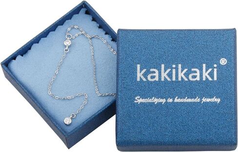 Kakikaki Handmade Sterling Silver Lariat Necklace with CZ Diamond Dainty Drop Y Chain Necklaces for Women in Saudi Arabia