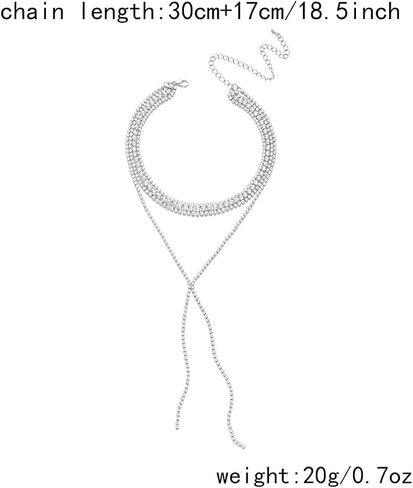 Black Rhinestone Layered Long Y Necklace for Women Gold Silver Glittering Crystal Lariat Necklace Fashion Bridal Prom Necklace Wedding Bridesmaid Jewelry in Saudi Arabia