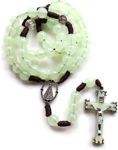 10mm Rosary Beads Luminous Necklace for Cross Pendant Necklaces Glow in Da Religious Necklace for Women in Kuwait