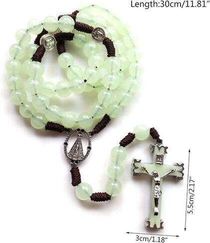 10mm Rosary Beads Luminous Necklace for Cross Pendant Necklaces Glow in Da Religious Necklace for Women in Kuwait