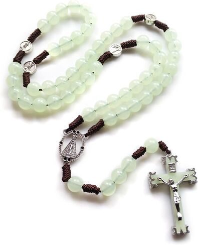 10mm Rosary Beads Luminous Necklace for Cross Pendant Necklaces Glow in Da Religious Necklace for Women in Kuwait