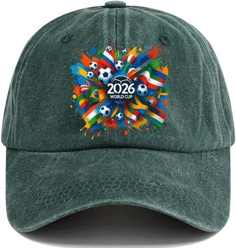 قبعة بيسبول مطبوعة لكرة القدم 2026 للرجال، تاج ناعم غير منظم، قبعة شمسية بحافة منحنية قابلة للتعديل in Kuwait