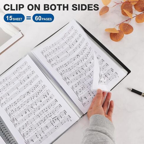 Sheet Music Folder 4 Pages Expand Piano Sheet Music Binder 30 Sleeves 60 Pages A4 Size Black Double Side Writable Choir Folder for Marching Band Piano Fits Letter Size (8.5x11in/216mmx279mm) in Saudi Arabia