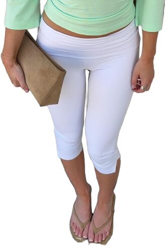 Women Y2k Low Rise Capris Button Grommet Foldover Capri Leggings Split Skinny Cropped Pants Going Out Capris Yoga Pants in Saudi Arabia