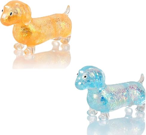 2 PCS Weiner Dog Squishies, Dachshund Squishies Stress Relief Tool for Office and Home, Slow Rebound Sensory Dog Squishies for Anxiety Management (Orange/Blue) in Saudi Arabia
