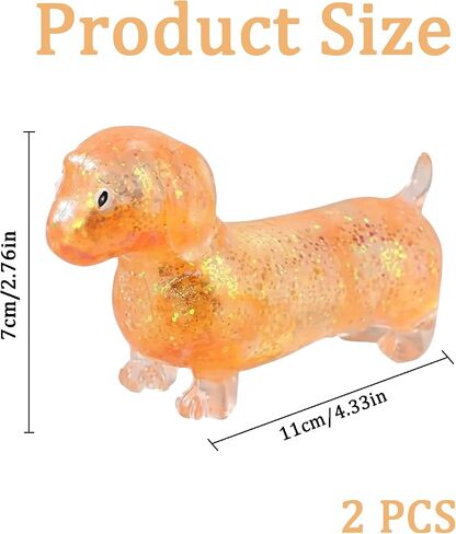 2 PCS Weiner Dog Squishies, Dachshund Squishies Stress Relief Tool for Office and Home, Slow Rebound Sensory Dog Squishies for Anxiety Management (Orange/Blue) in Saudi Arabia